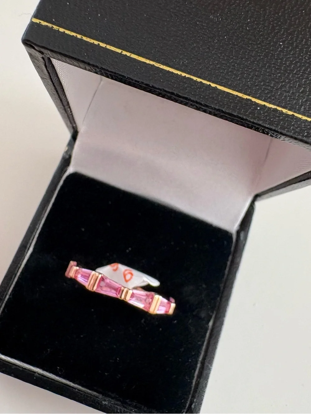 Bomb Party Ribbon Bow Band Ring RG94952 Pink Sapphire Rose Gold Plating
